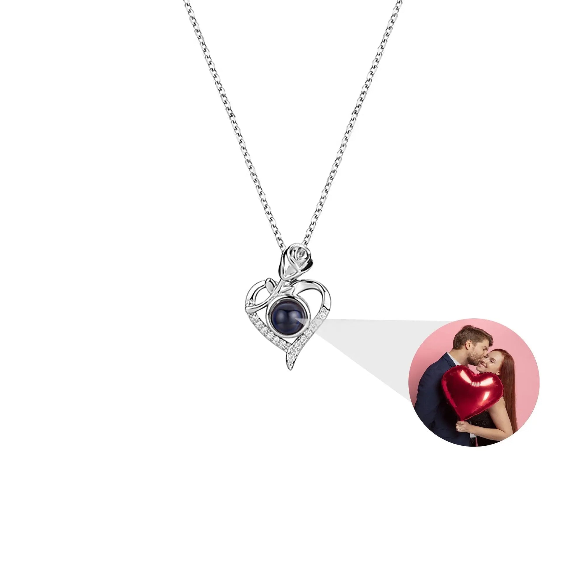 Love Rose with Customized PhotosProjection Necklace Pendant Jewelry For Lover Girlfriend - Blade & Thread