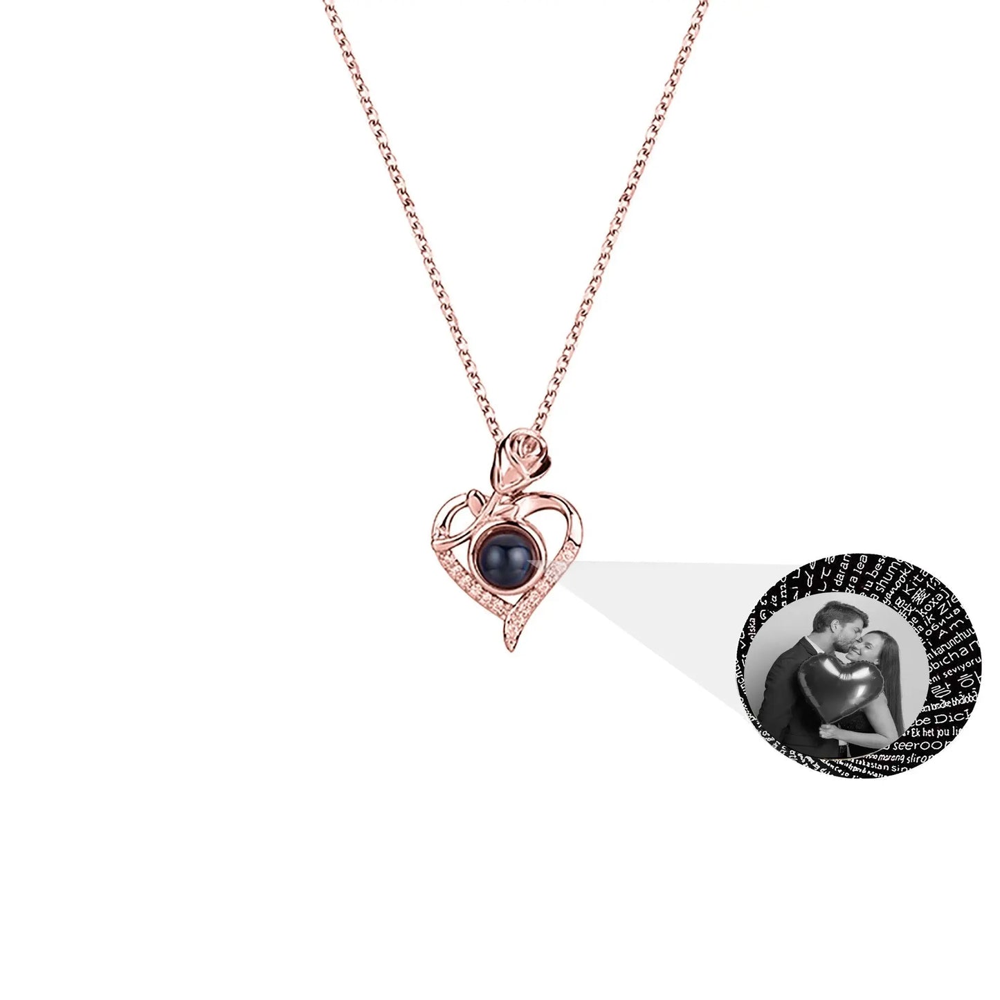 Love Rose with Customized PhotosProjection Necklace Pendant Jewelry For Lover Girlfriend - Blade & Thread