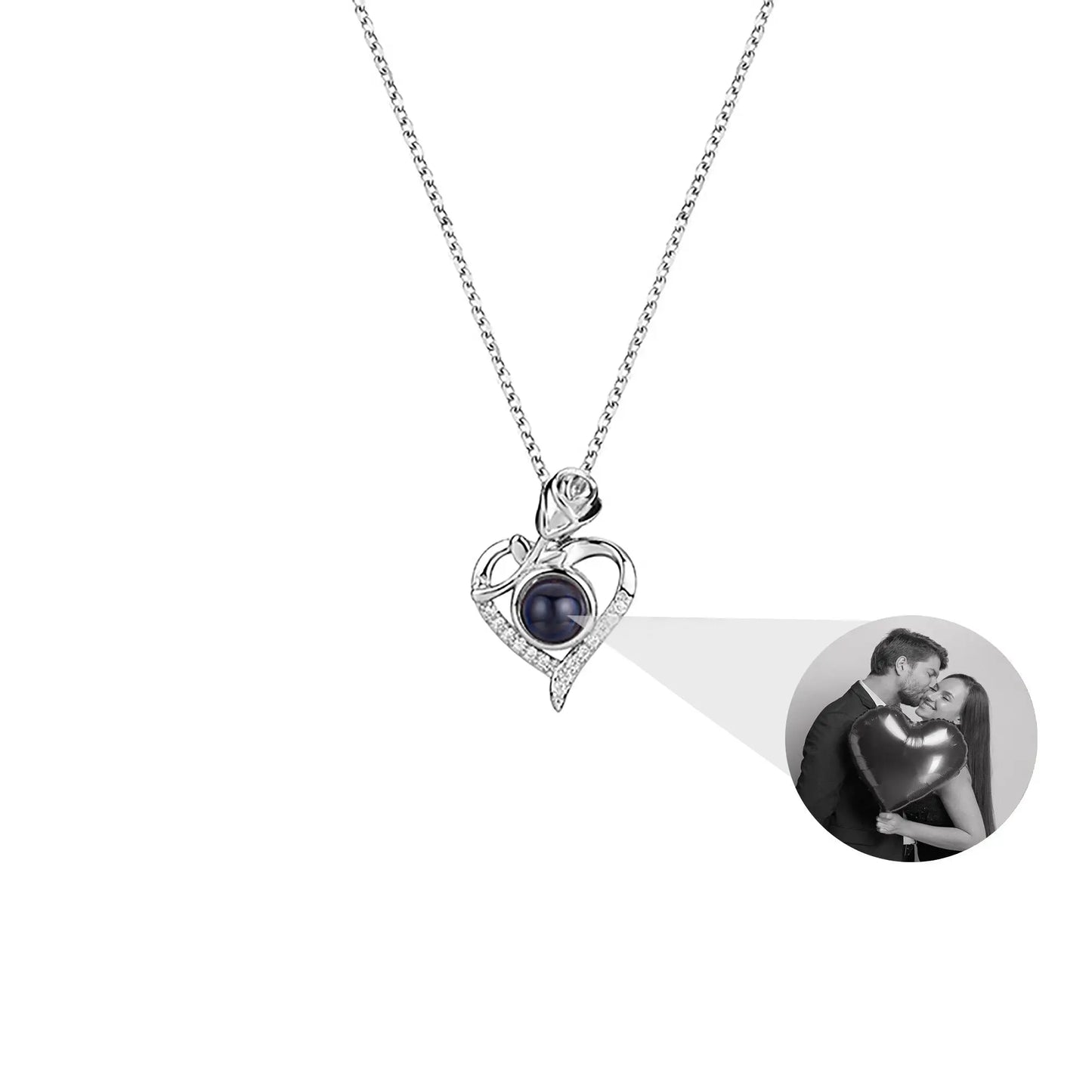 Love Rose with Customized PhotosProjection Necklace Pendant Jewelry For Lover Girlfriend - Blade & Thread