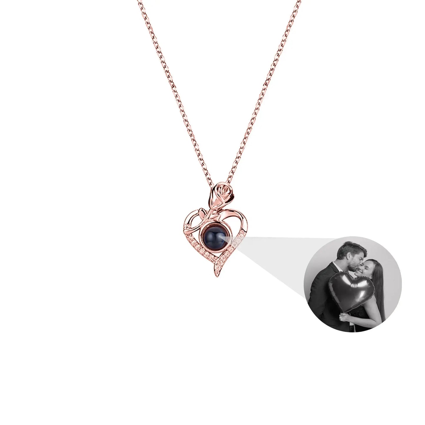 Love Rose with Customized PhotosProjection Necklace Pendant Jewelry For Lover Girlfriend - Blade & Thread