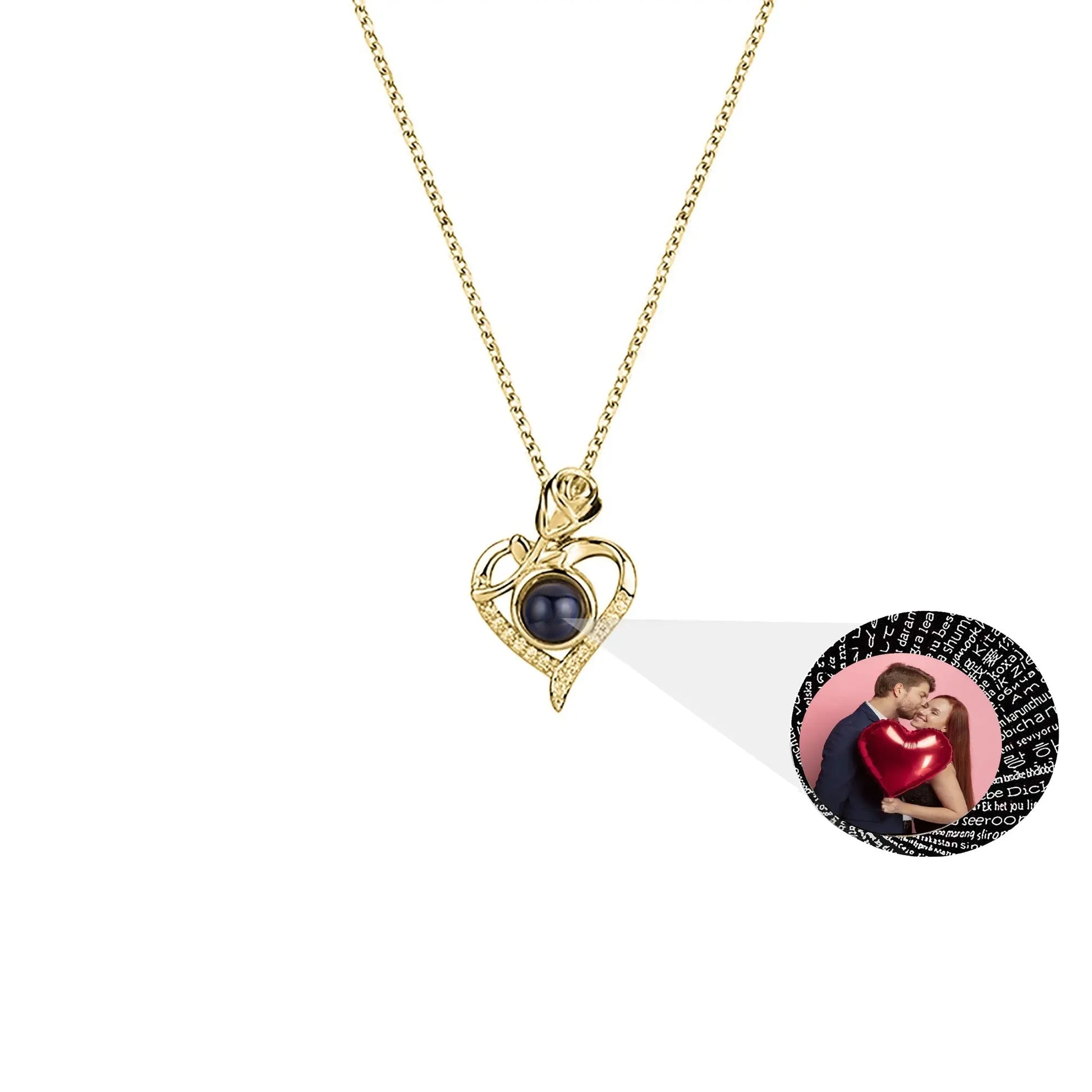 Love Rose with Customized PhotosProjection Necklace Pendant Jewelry For Lover Girlfriend - Blade & Thread