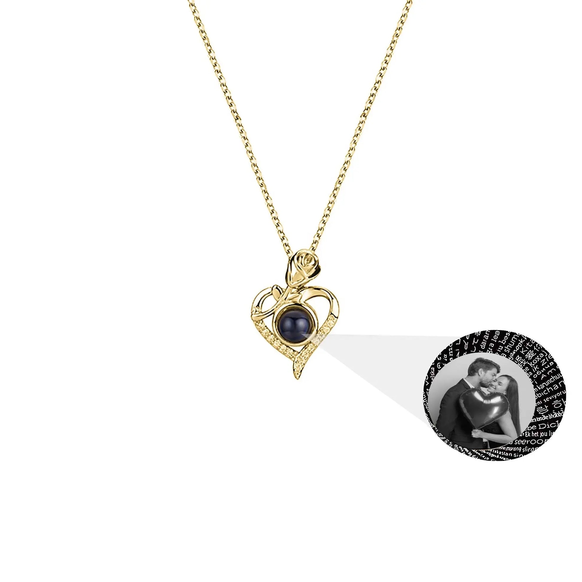 Love Rose with Customized PhotosProjection Necklace Pendant Jewelry For Lover Girlfriend - Blade & Thread