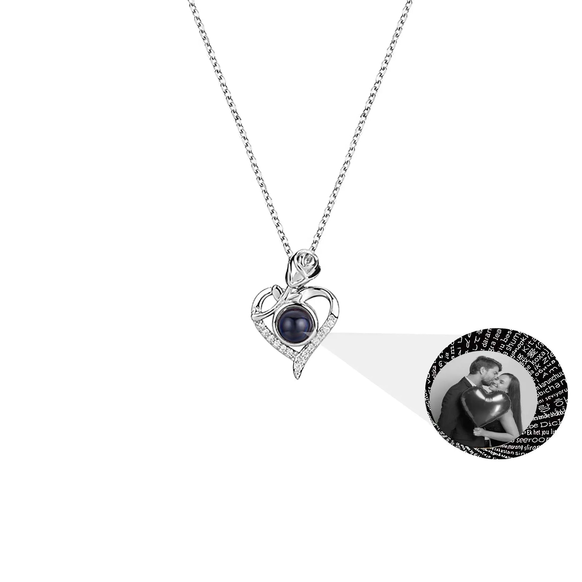 Love Rose with Customized PhotosProjection Necklace Pendant Jewelry For Lover Girlfriend - Blade & Thread