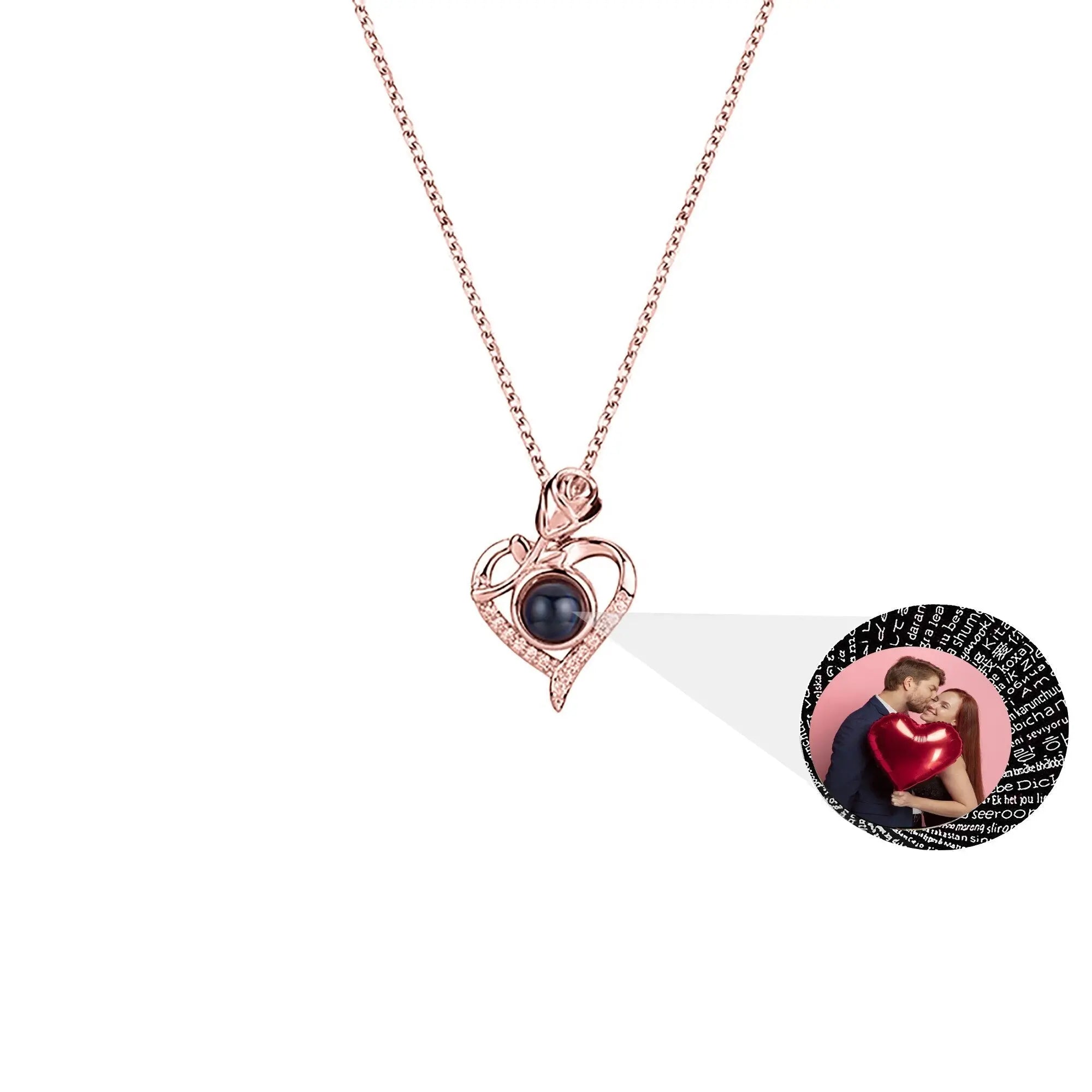 Love Rose with Customized PhotosProjection Necklace Pendant Jewelry For Lover Girlfriend nowadaysfashion