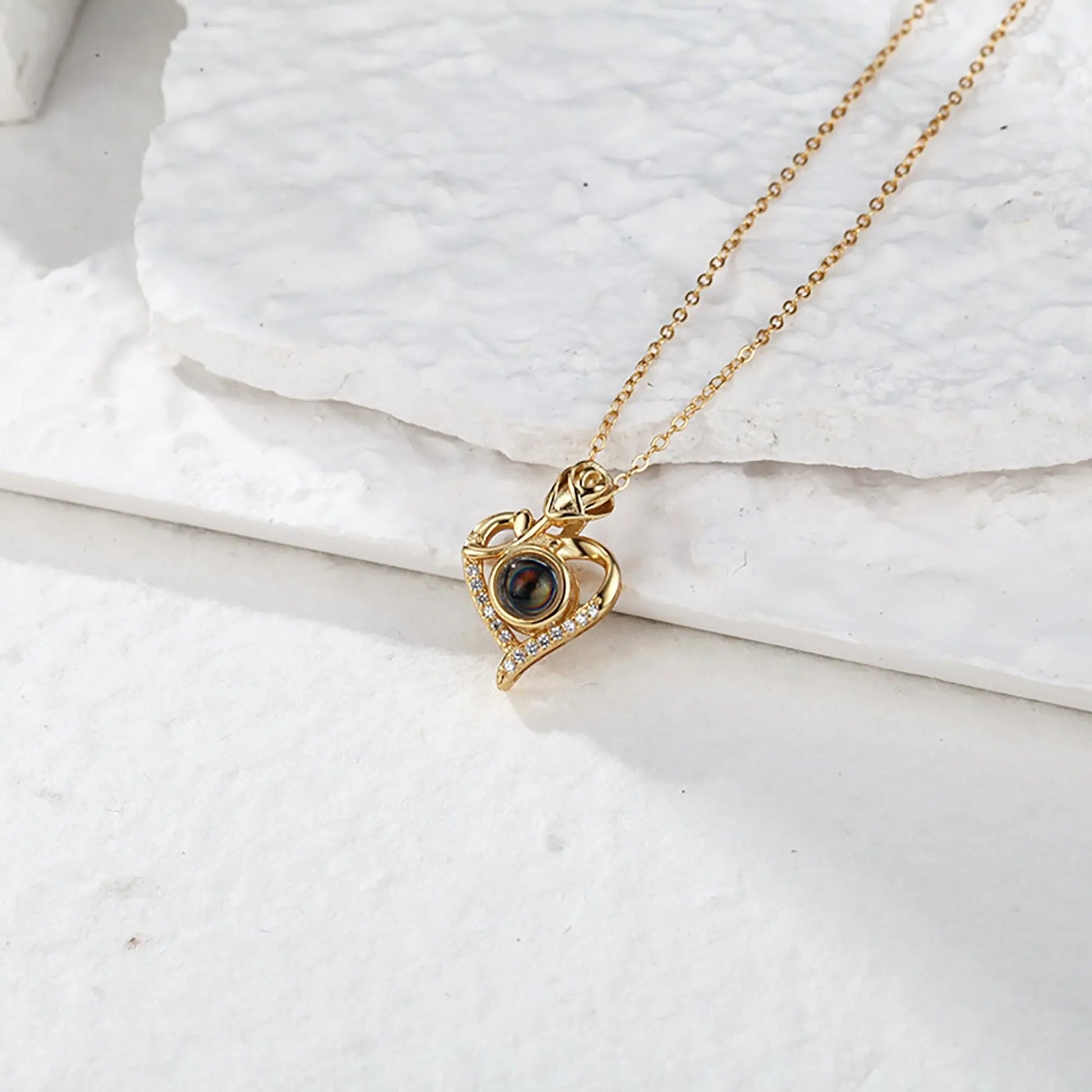 Love Rose with Customized PhotosProjection Necklace Pendant Jewelry For Lover Girlfriend - Blade & Thread