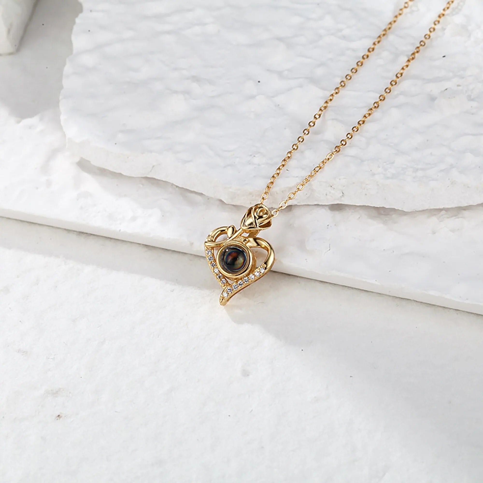 Love Rose with Customized PhotosProjection Necklace Pendant Jewelry For Lover Girlfriend nowadaysfashion