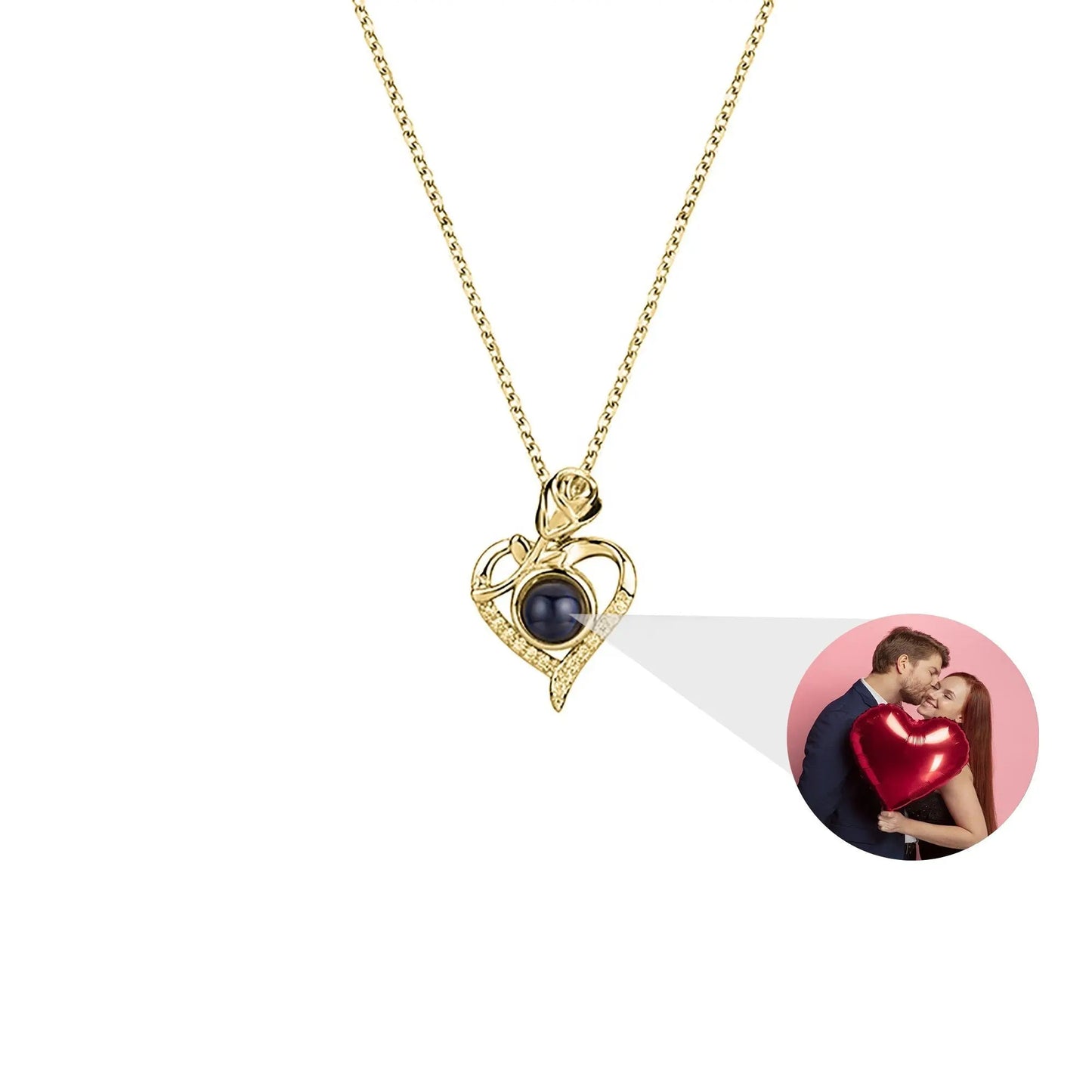 Love Rose with Customized PhotosProjection Necklace Pendant Jewelry For Lover Girlfriend - Blade & Thread