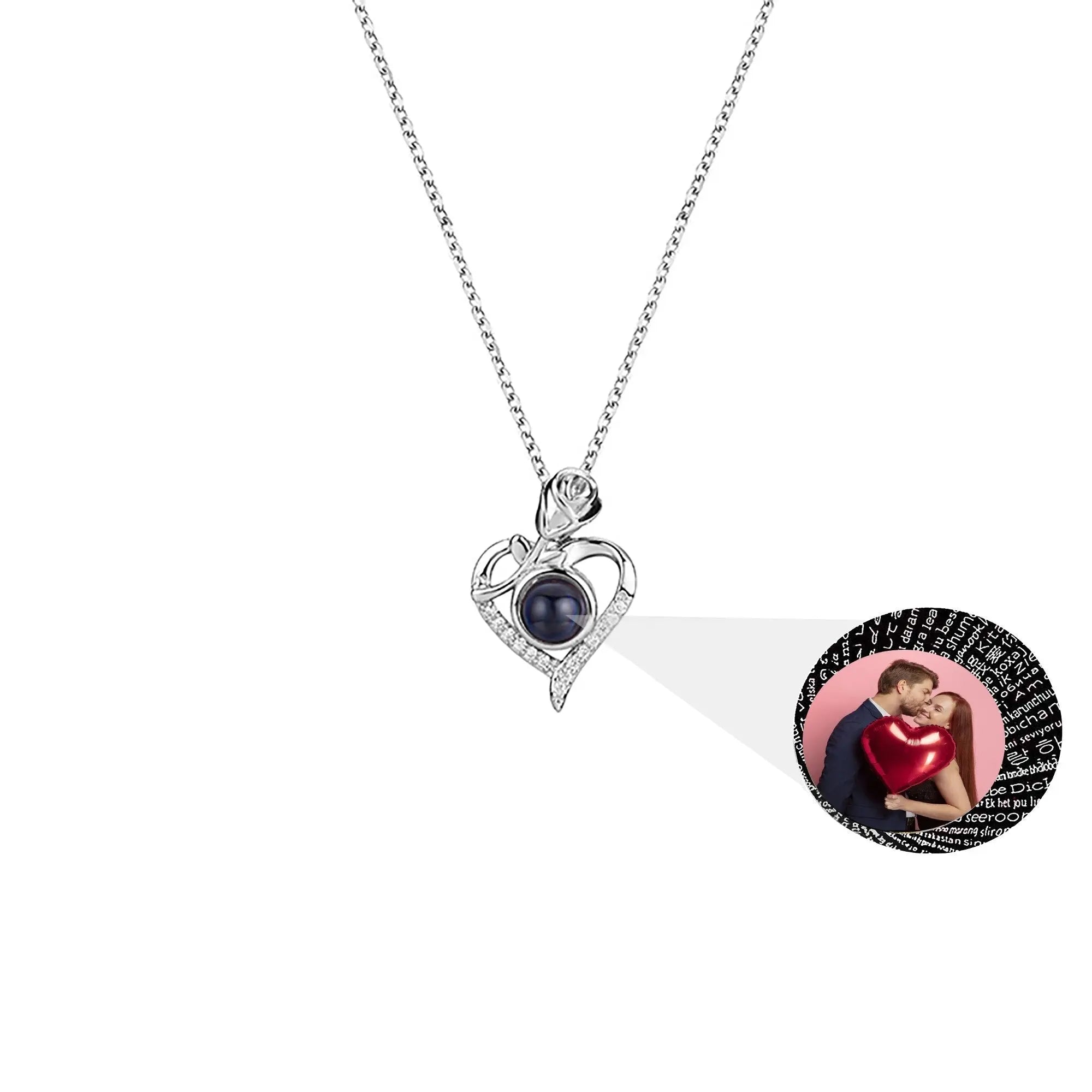 Love Rose with Customized PhotosProjection Necklace Pendant Jewelry For Lover Girlfriend nowadaysfashion