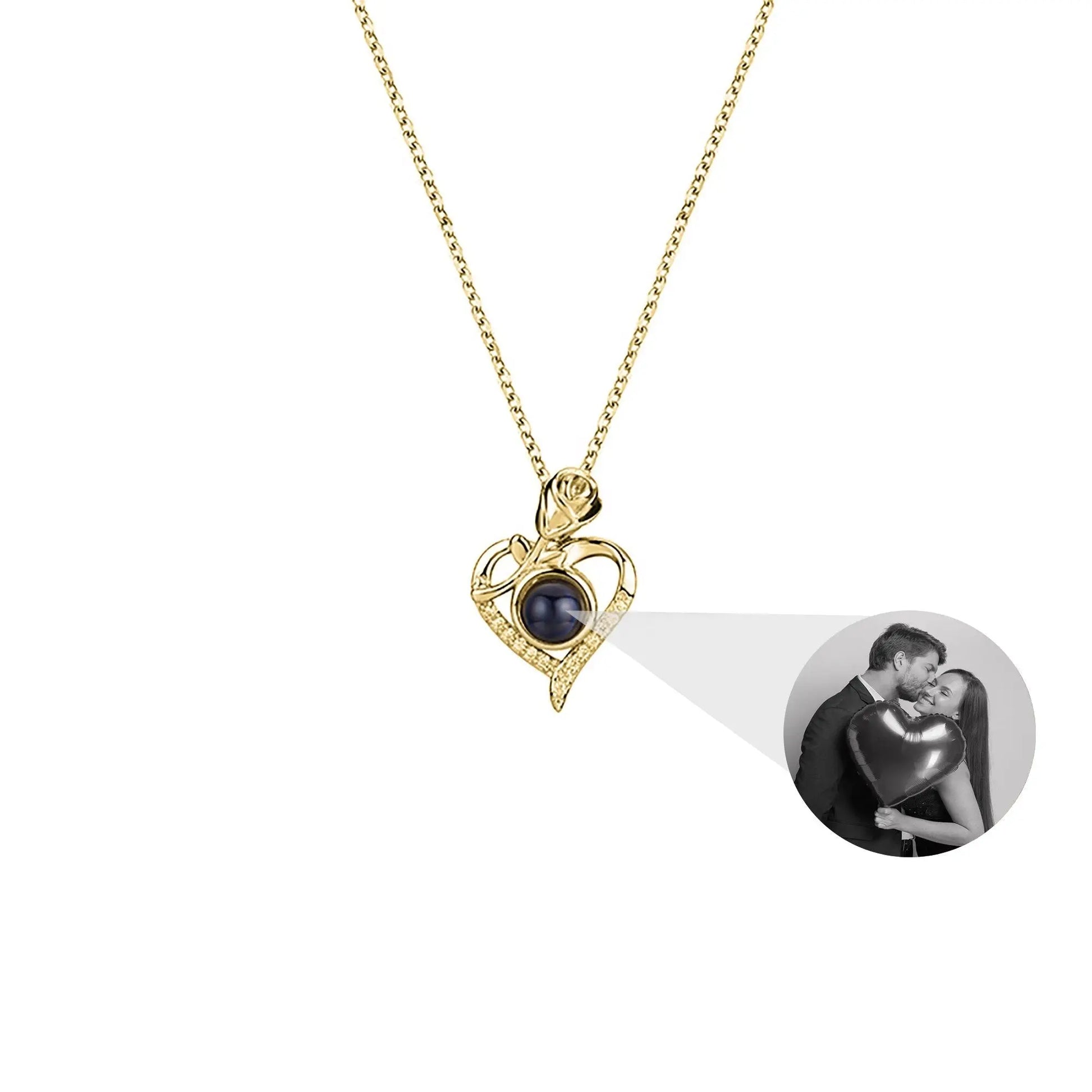 Love Rose with Customized PhotosProjection Necklace Pendant Jewelry For Lover Girlfriend - Blade & Thread