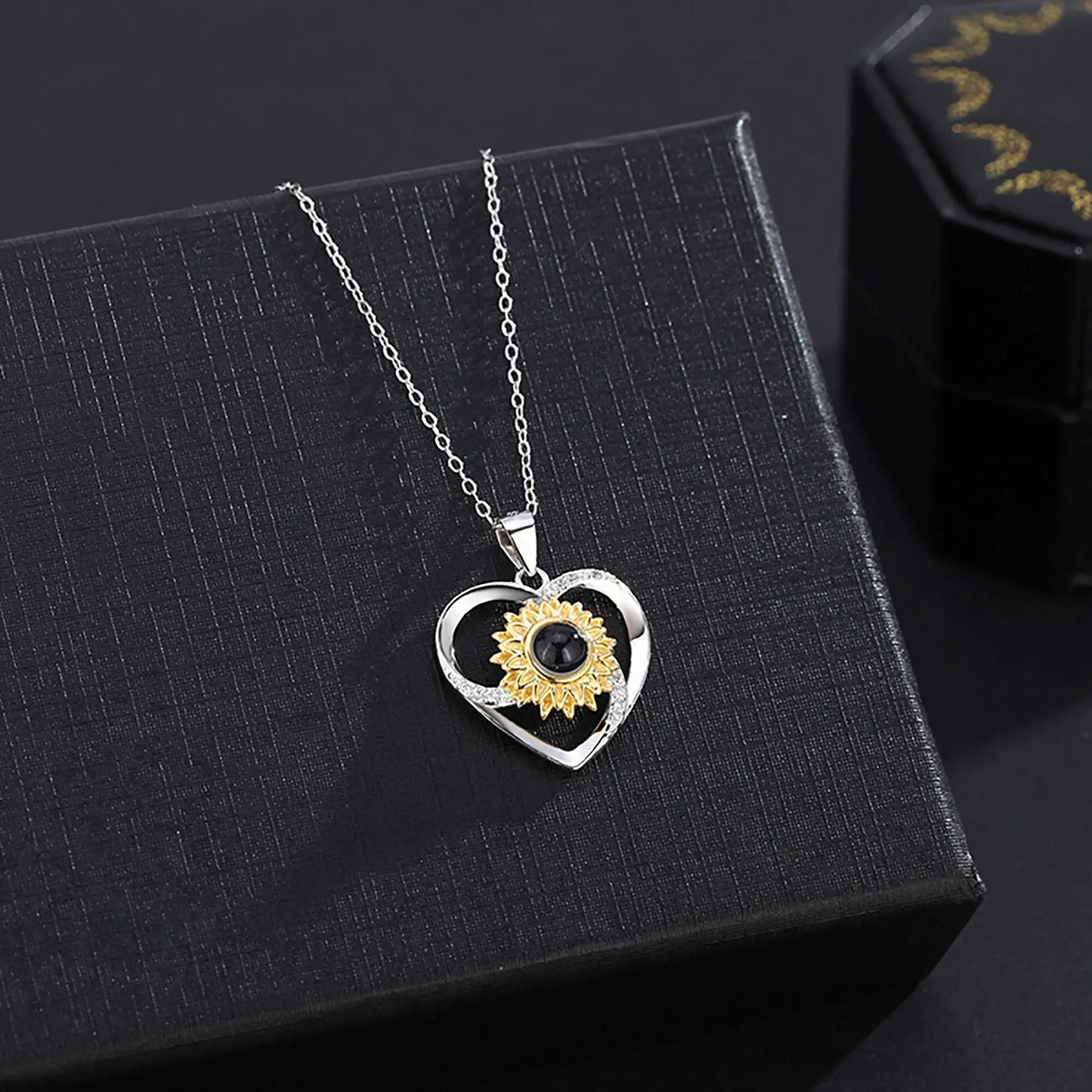 Love sunflower with customized photos Photo Projection Necklace Key Chain Jewelry - Blade & Thread