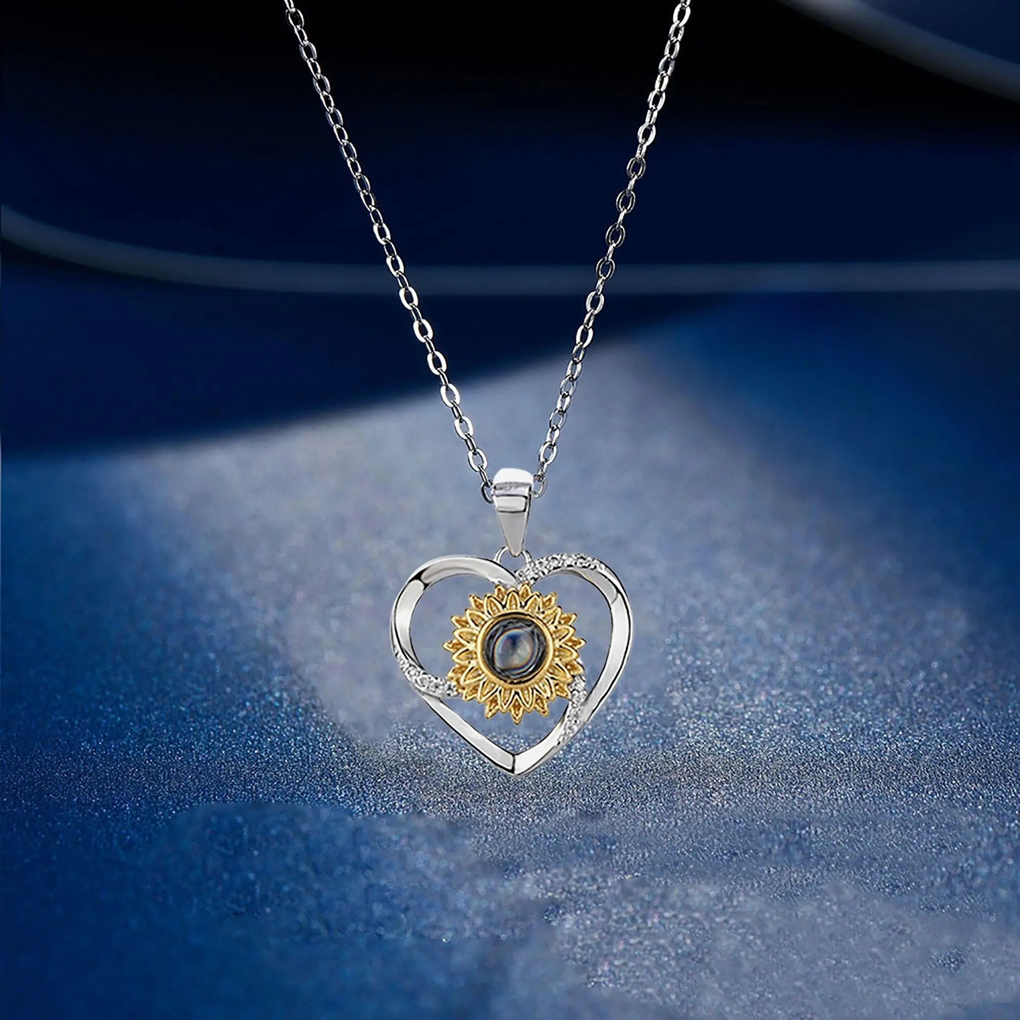 Love sunflower with customized photos Photo Projection Necklace Key Chain Jewelry nowadaysfashion
