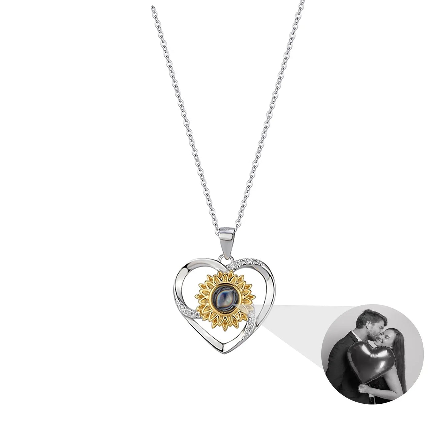 Love sunflower with customized photos Photo Projection Necklace Key Chain Jewelry - Blade & Thread