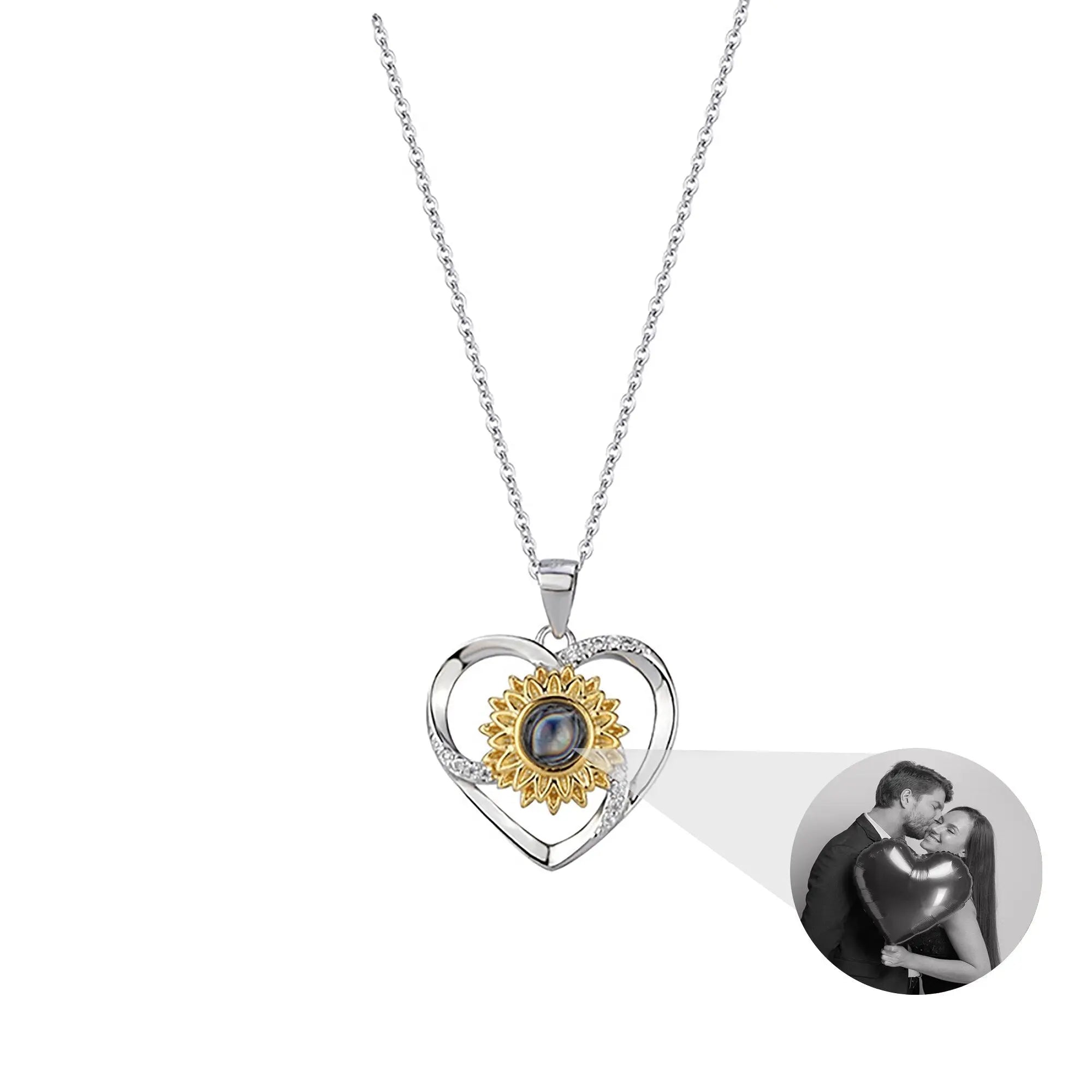 Love sunflower with customized photos Photo Projection Necklace Key Chain Jewelry nowadaysfashion