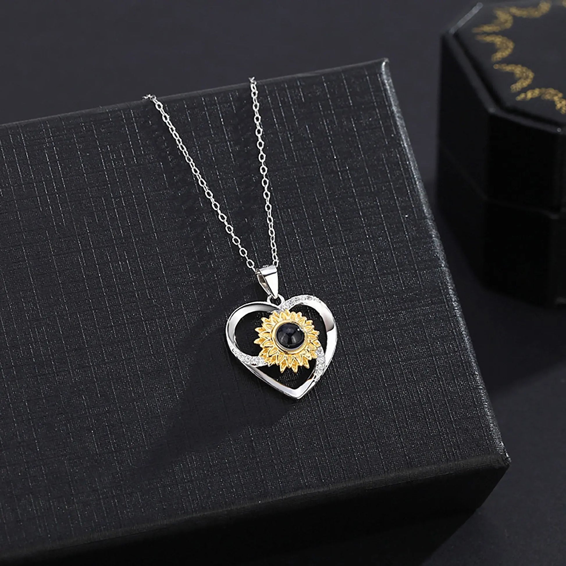 Love sunflower with customized photos Photo Projection Necklace Key Chain Jewelry - Blade & Thread