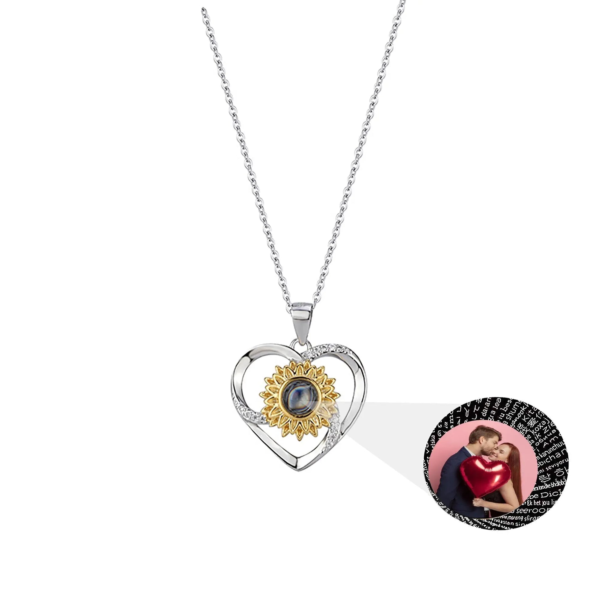 Love sunflower with customized photos Photo Projection Necklace Key Chain Jewelry - Blade & Thread