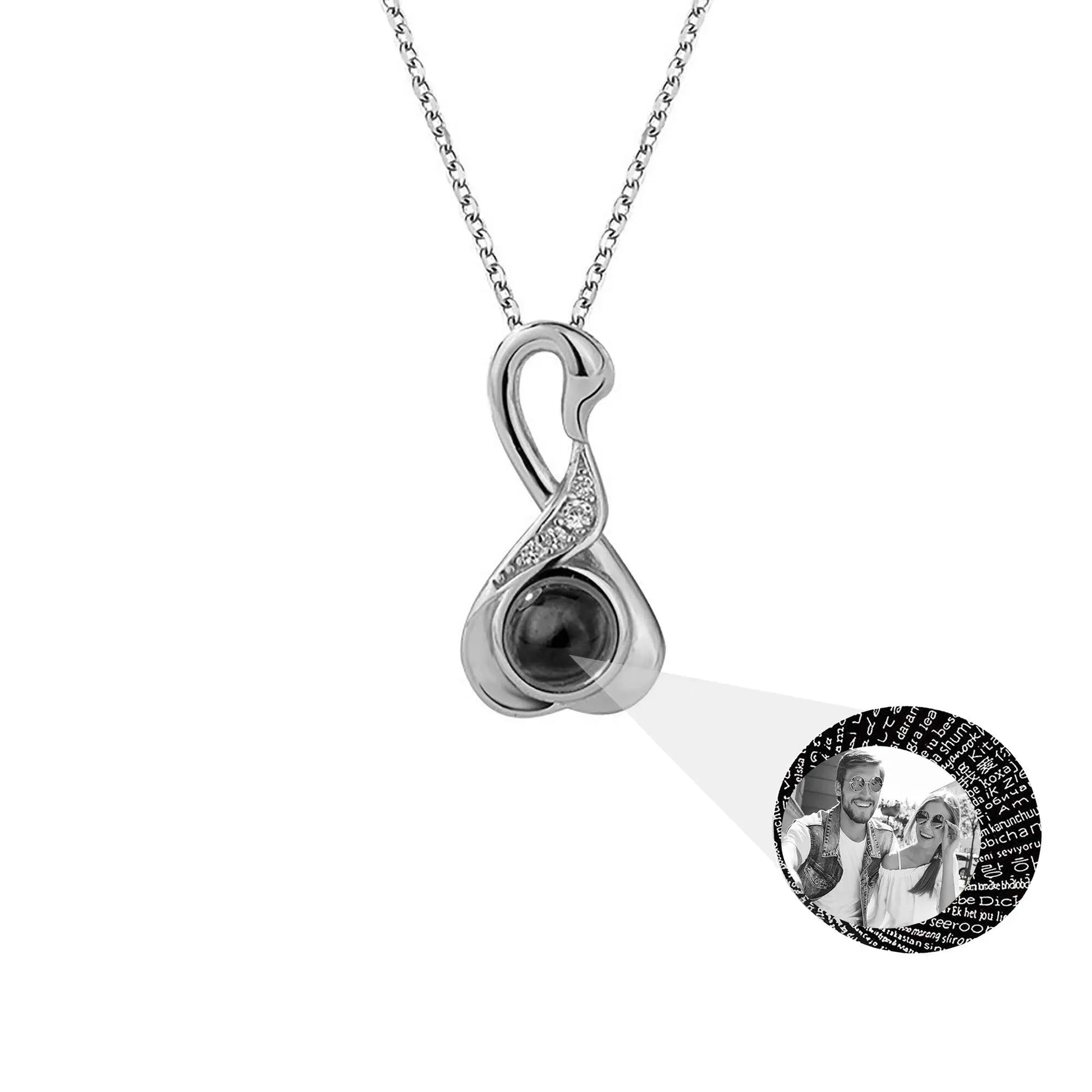 Love Swan with Customized Photos Projection Necklace Pendant Jewelry - Blade & Thread