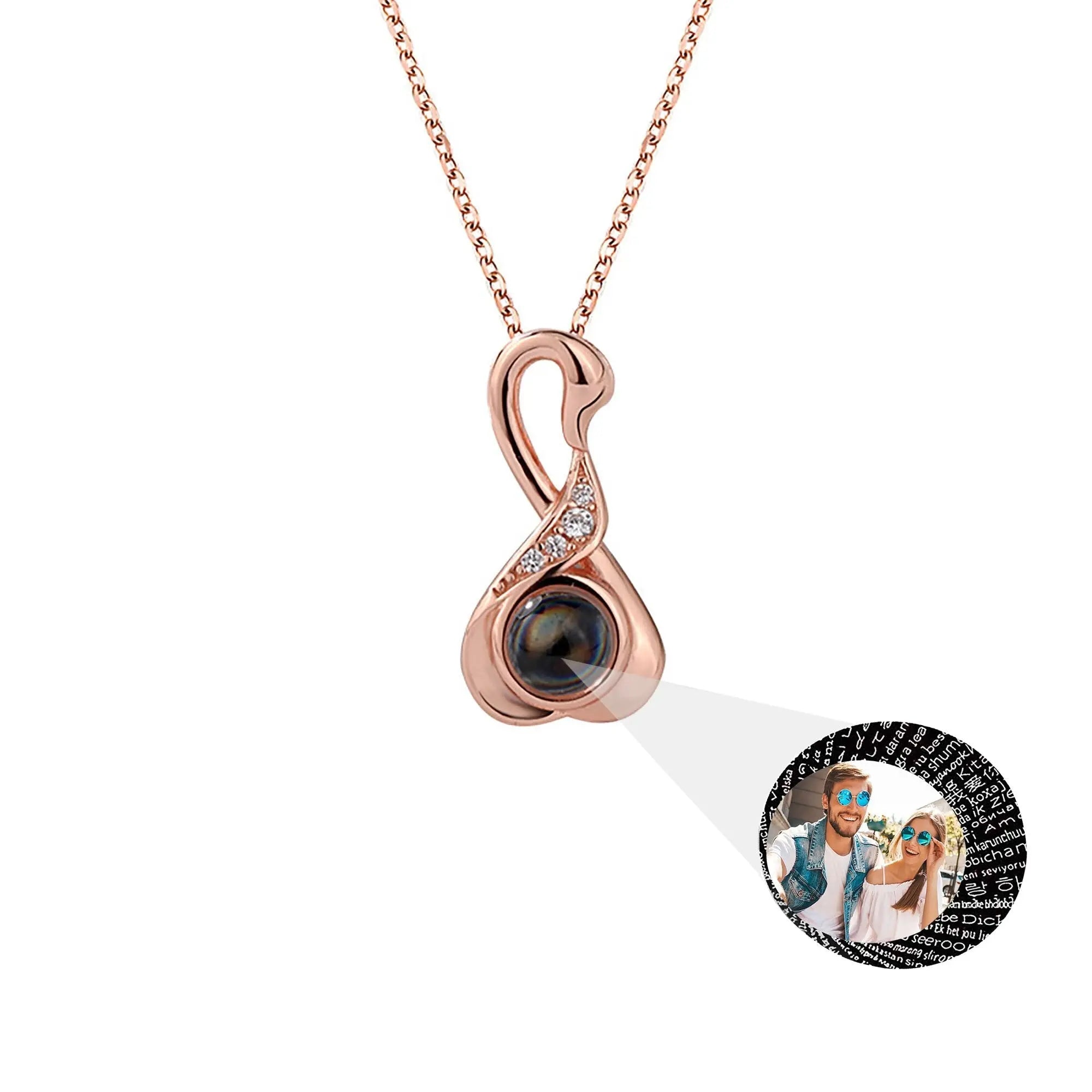 Love Swan with Customized Photos Projection Necklace Pendant Jewelry nowadaysfashion