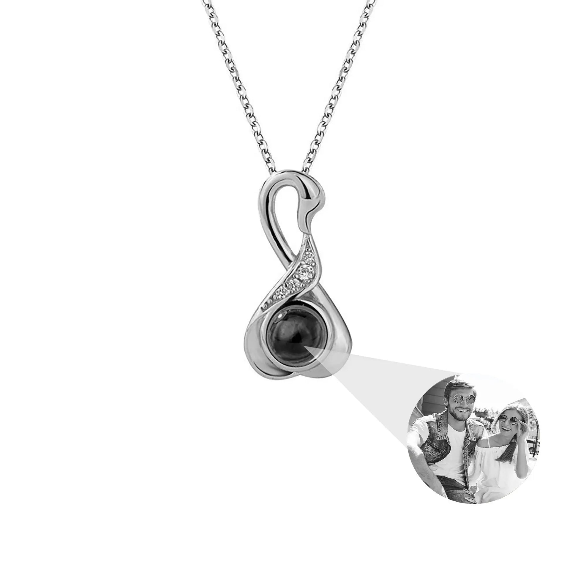 Love Swan with Customized Photos Projection Necklace Pendant Jewelry - Blade & Thread