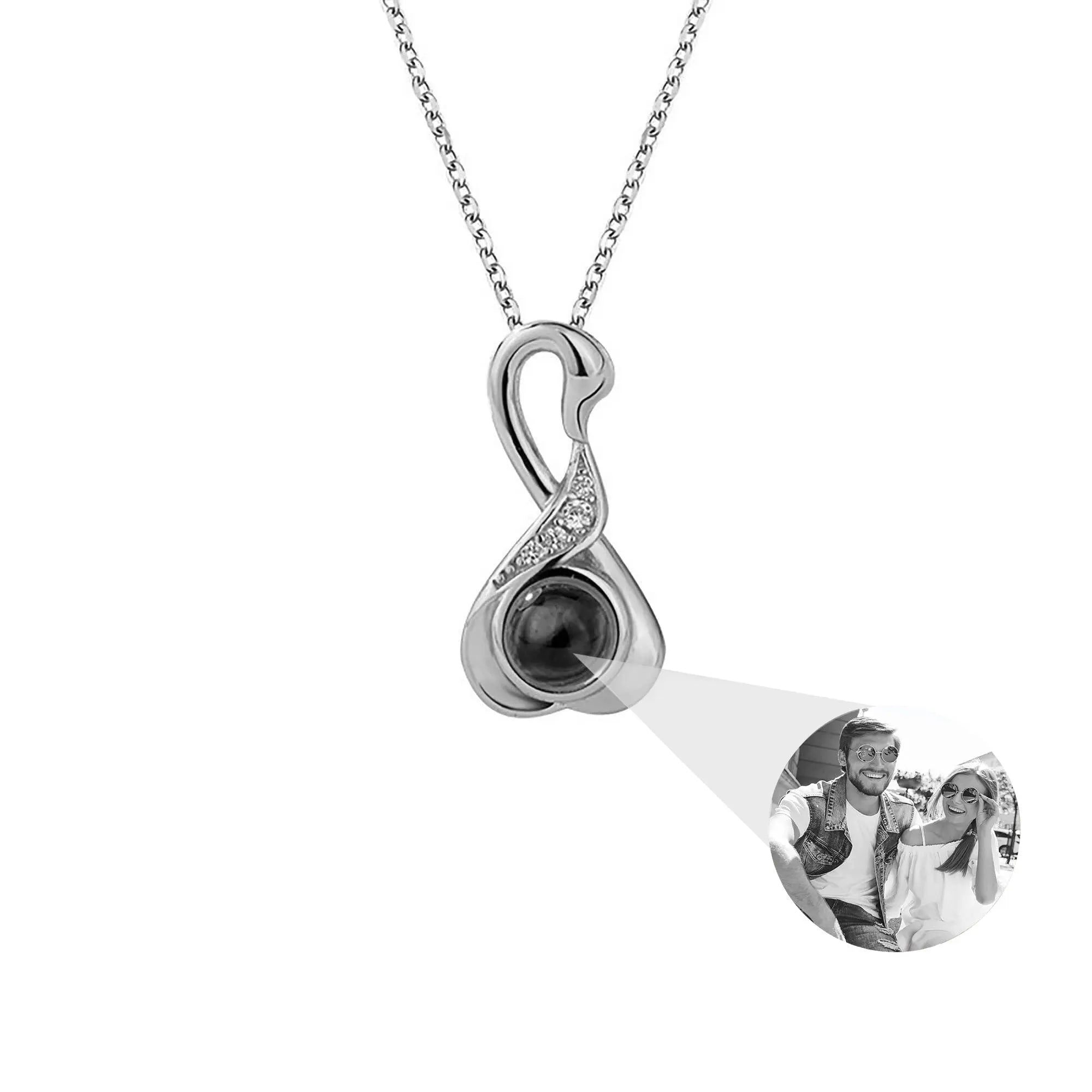Love Swan with Customized Photos Projection Necklace Pendant Jewelry nowadaysfashion