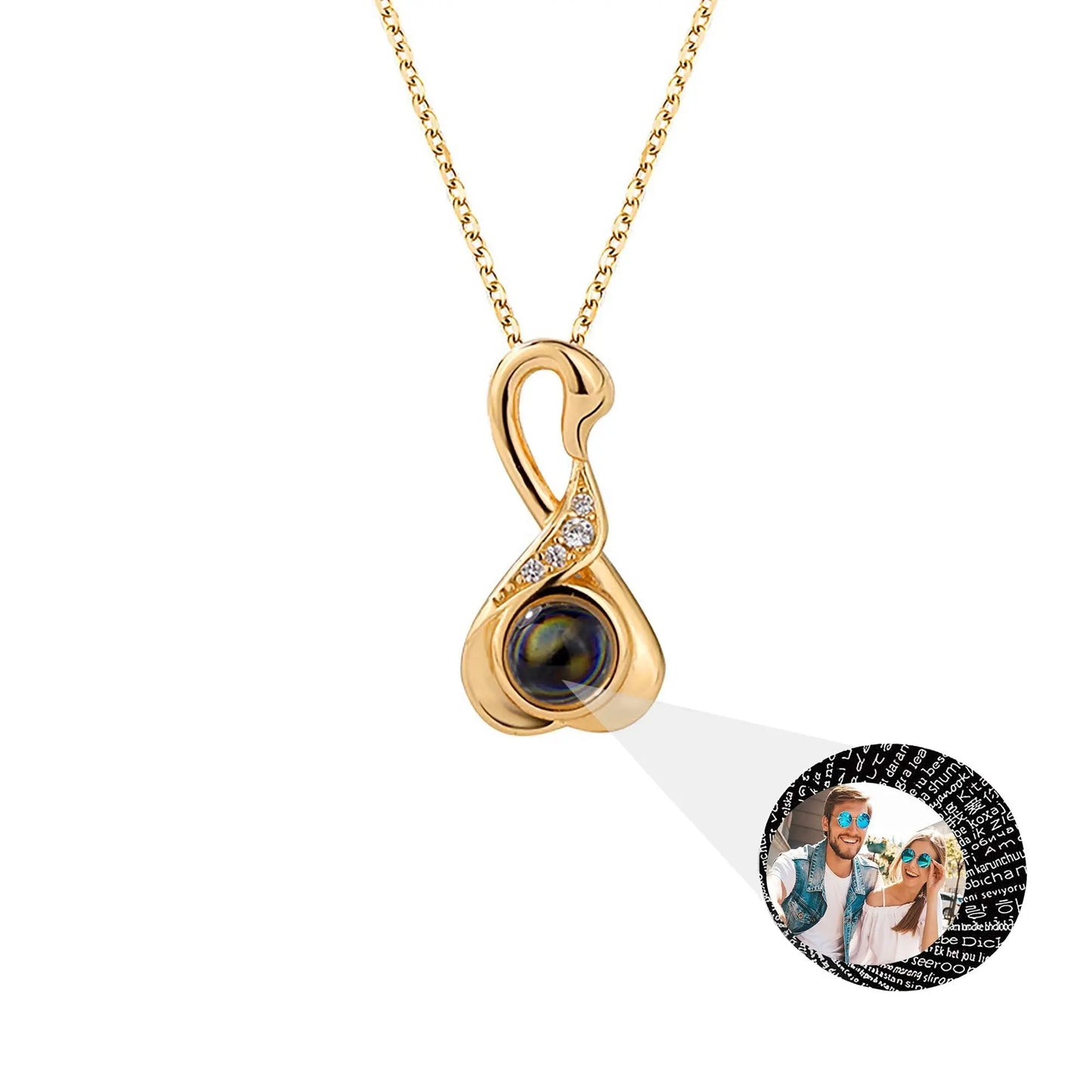 Love Swan with Customized Photos Projection Necklace Pendant Jewelry - Blade & Thread