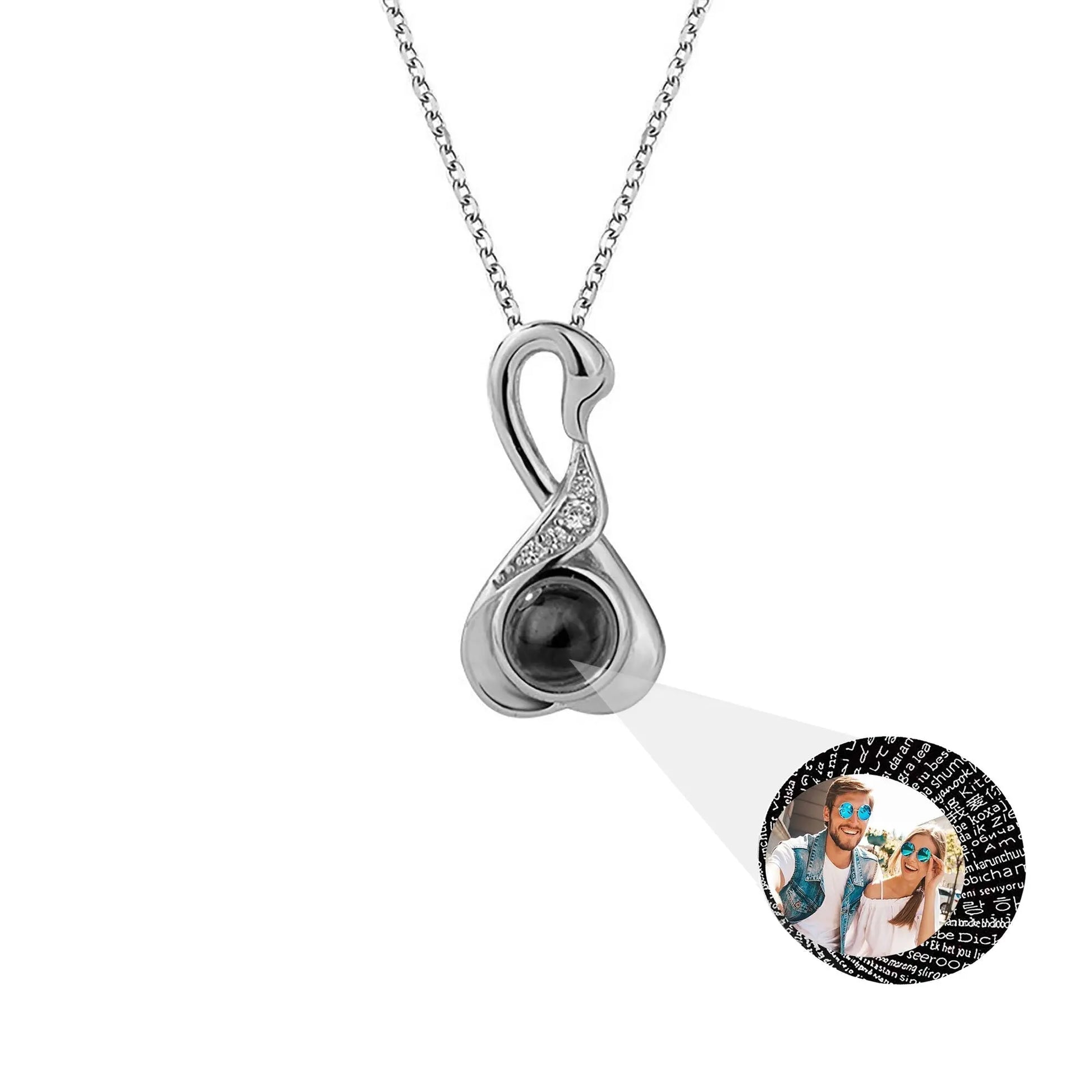 Love Swan with Customized Photos Projection Necklace Pendant Jewelry - Blade & Thread