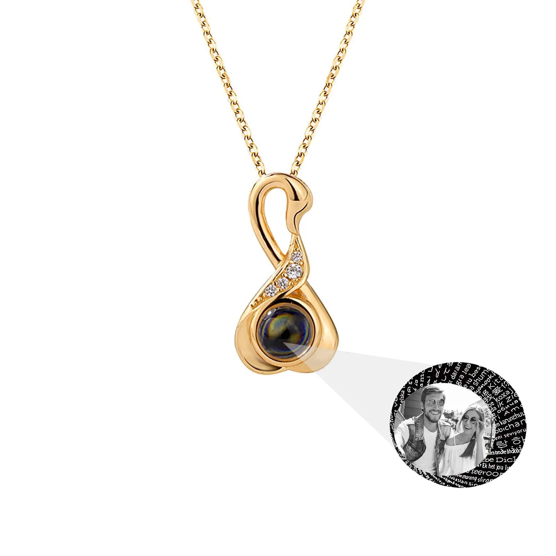 Love Swan with Customized Photos Projection Necklace Pendant Jewelry - Blade & Thread