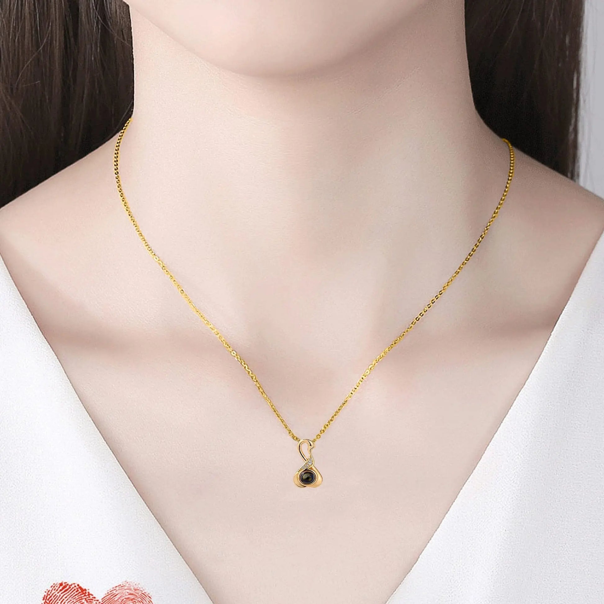 Love Swan with Customized Photos Projection Necklace Pendant Jewelry - Blade & Thread