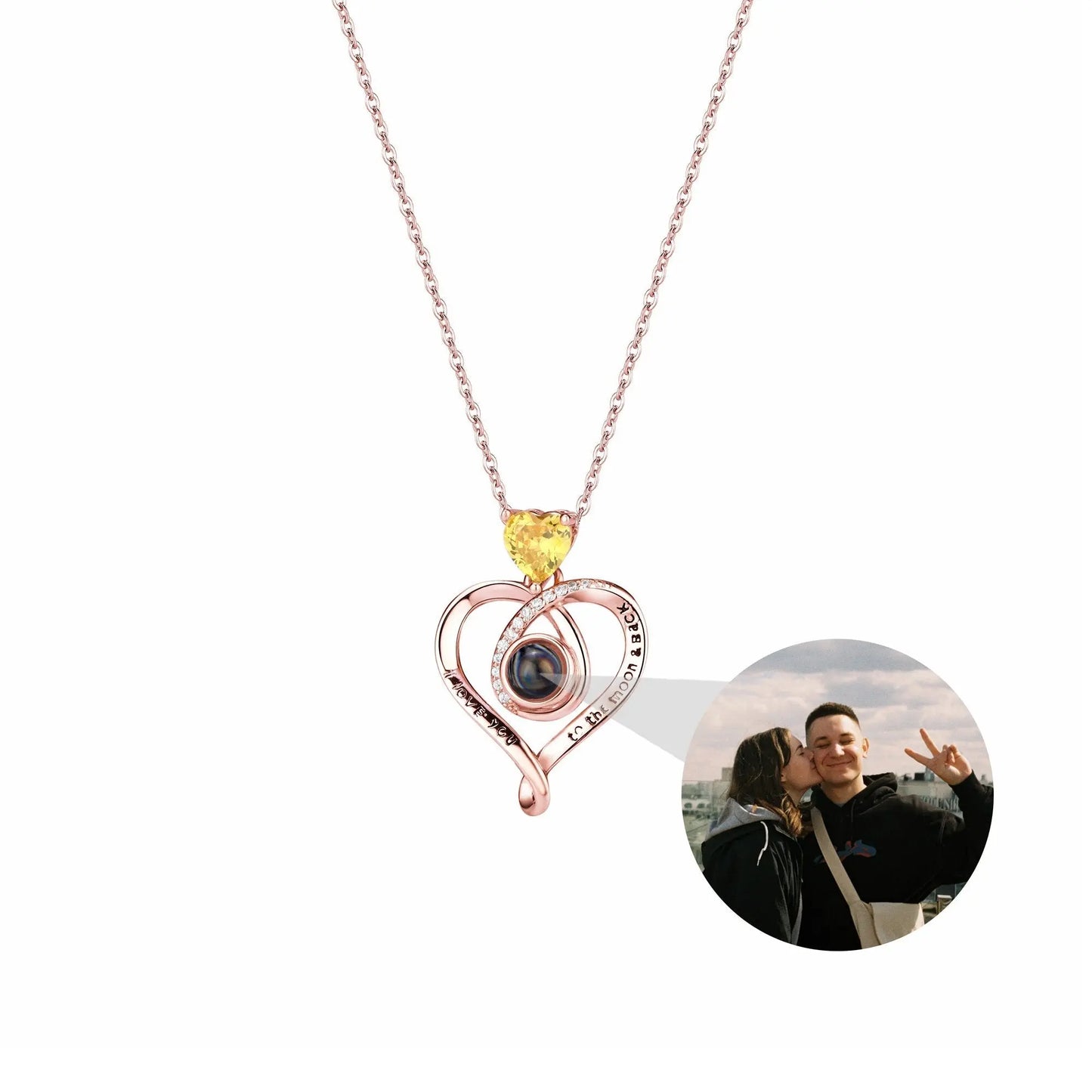 Love with customizable photosProjection Necklace Pendant Jewelry For Lover Girlfriend - Blade & Thread