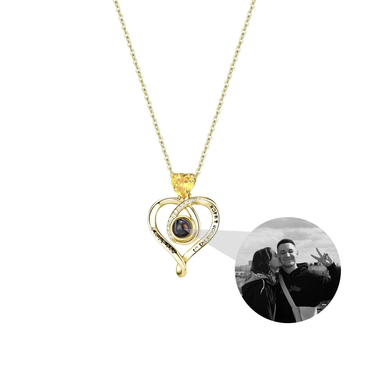 Love with customizable photosProjection Necklace Pendant Jewelry For Lover Girlfriend - Blade & Thread