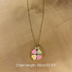 Lucky Four Leaf Clover Necklace 4-in-1 Wearing 2 Sides Heart Love Pendant nowadaysfashion
