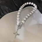 Luminous Beads Pearl Stitching Necklace Choker Cross Pendant Clavicle Sweet Party Jewelry nowadaysfashion