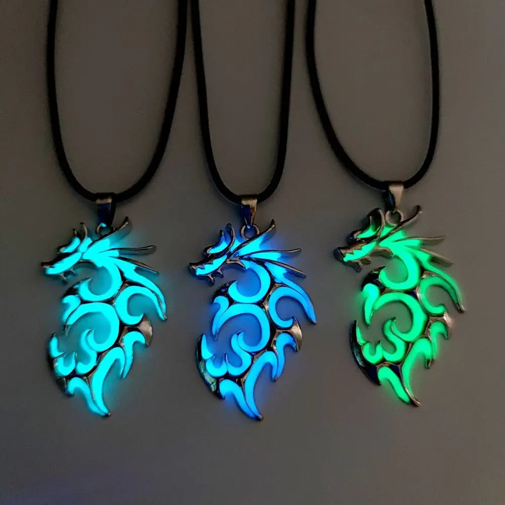 Luminous Dragon Necklace Glowing Night Fluorescence Silver Plated Glow In The Dark Necklace nowadaysfashion