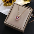 Luxury Zircon Crystal Heart Of Ocean Pendant Stainless Steel Necklace nowadaysfashion
