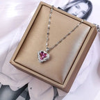 Luxury Zircon Crystal Heart Of Ocean Pendant Stainless Steel Necklace nowadaysfashion