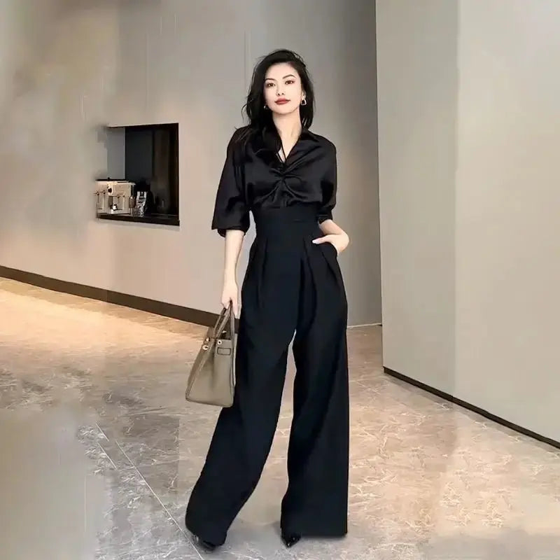 Magic High Waist Loose Straight Drooping Mopping Casual Trousers - Blade & Thread