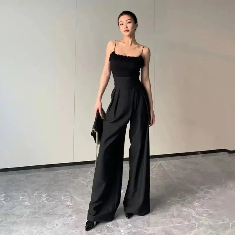Magic High Waist Loose Straight Drooping Mopping Casual Trousers - Blade & Thread