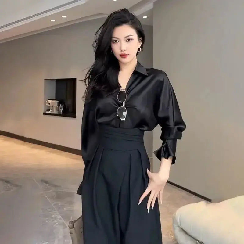 Magic High Waist Loose Straight Drooping Mopping Casual Trousers - Blade & Thread