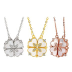 Magnetic Folding Heart Shaped Four Leaf Clover Pendant Necklace nowadaysfashion