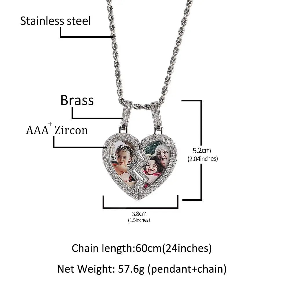 magnetic necklace for couples custom heart photo pendant nowadaysfashion