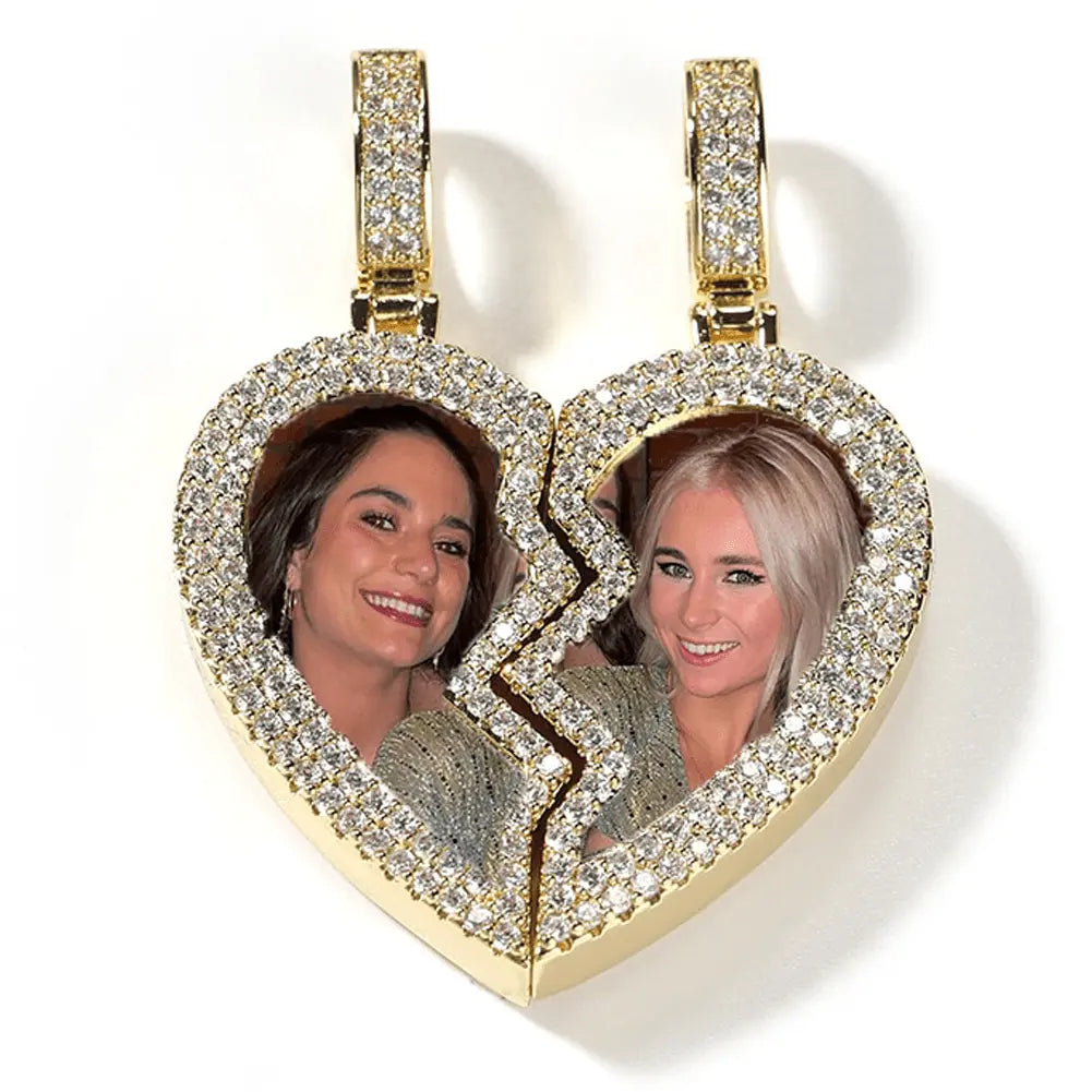magnetic necklace for couples custom heart photo pendant - Blade & Thread