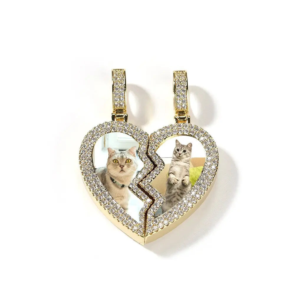 magnetic necklace for couples custom heart photo pendant nowadaysfashion