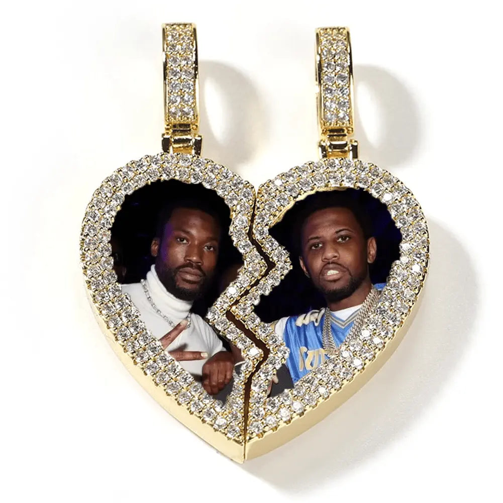 magnetic necklace for couples custom heart photo pendant - Blade & Thread