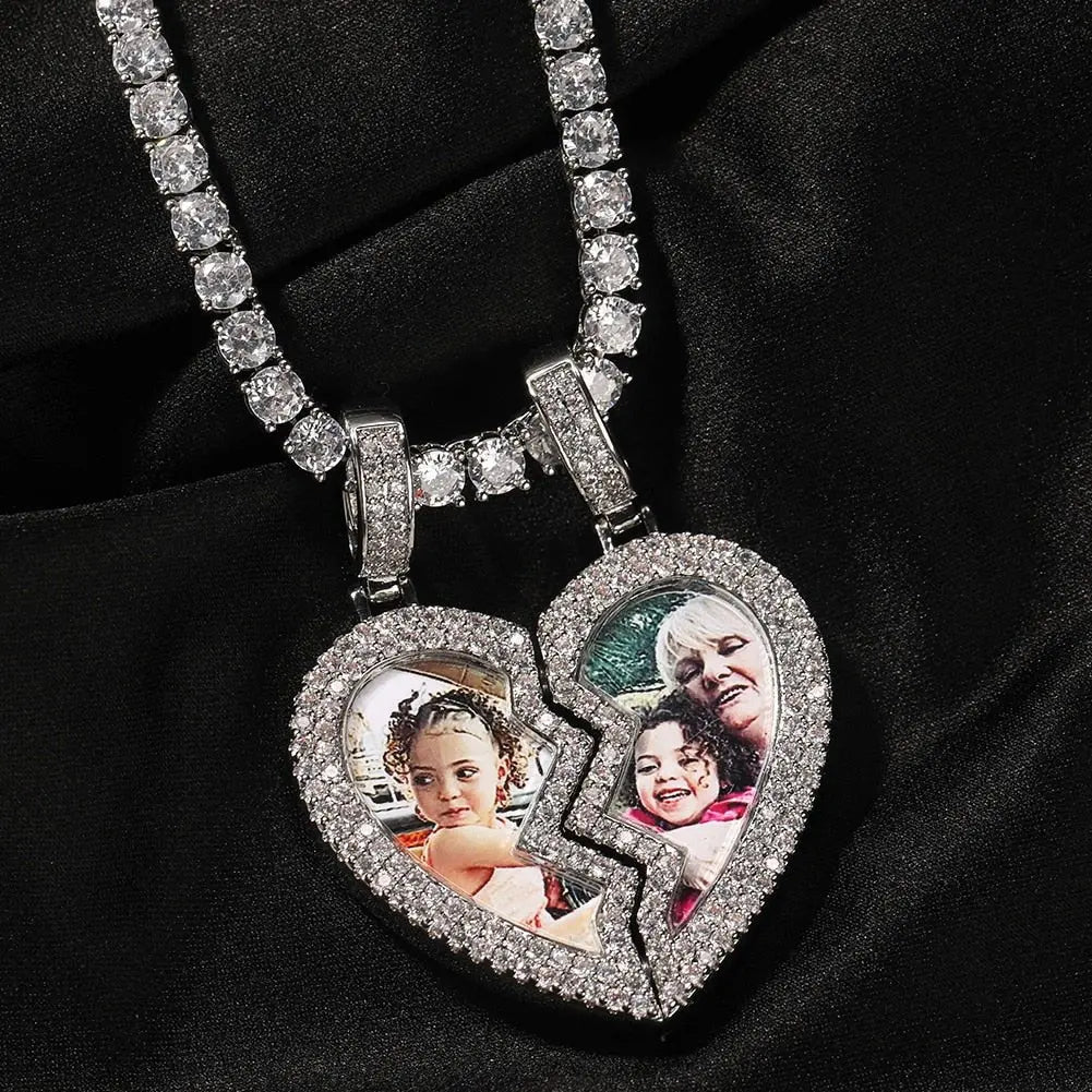 magnetic necklace for couples custom heart photo pendant - Blade & Thread
