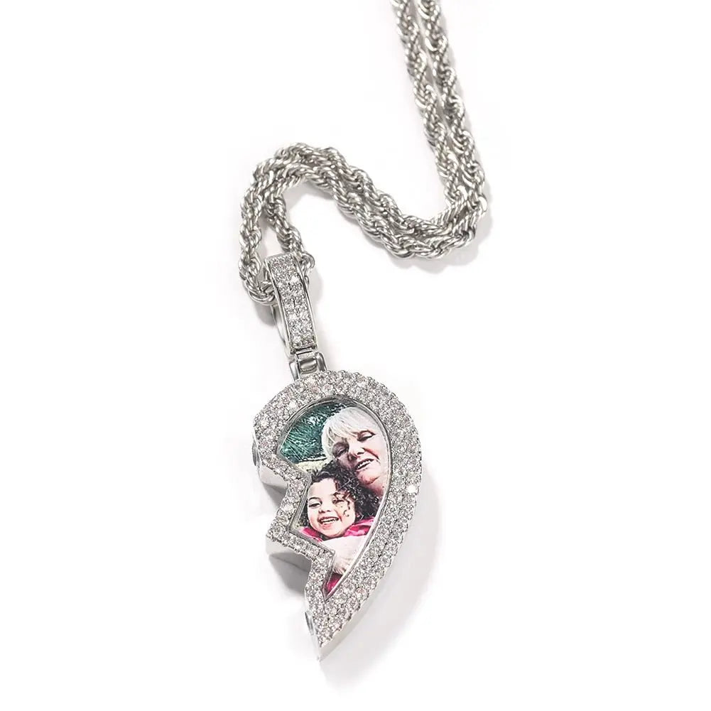 magnetic necklace for couples custom heart photo pendant - Blade & Thread