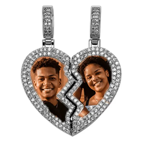 magnetic necklace for couples custom heart photo pendant - Blade & Thread