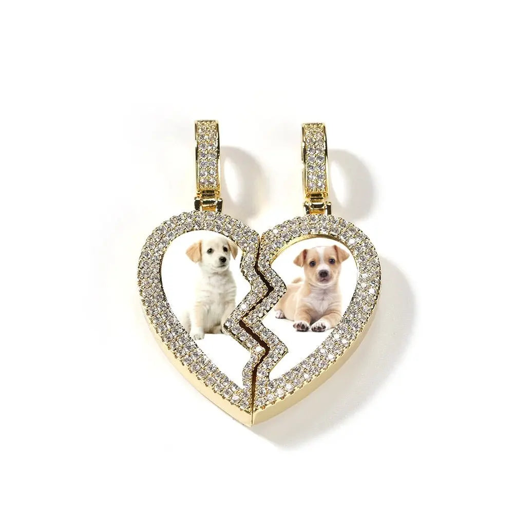 magnetic necklace for couples custom heart photo pendant - Blade & Thread