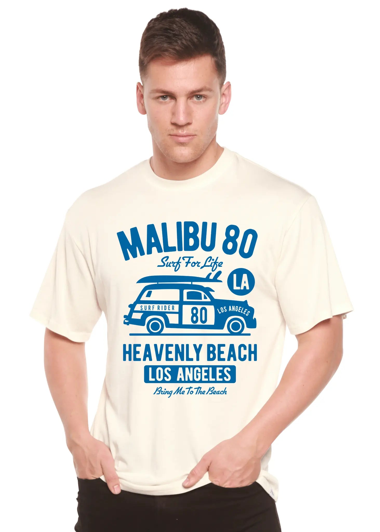 Malibu 80 Men's Bamboo Viscose/Organic Cotton Short Sleeve Graphic T-Shirt - Blade & Thread