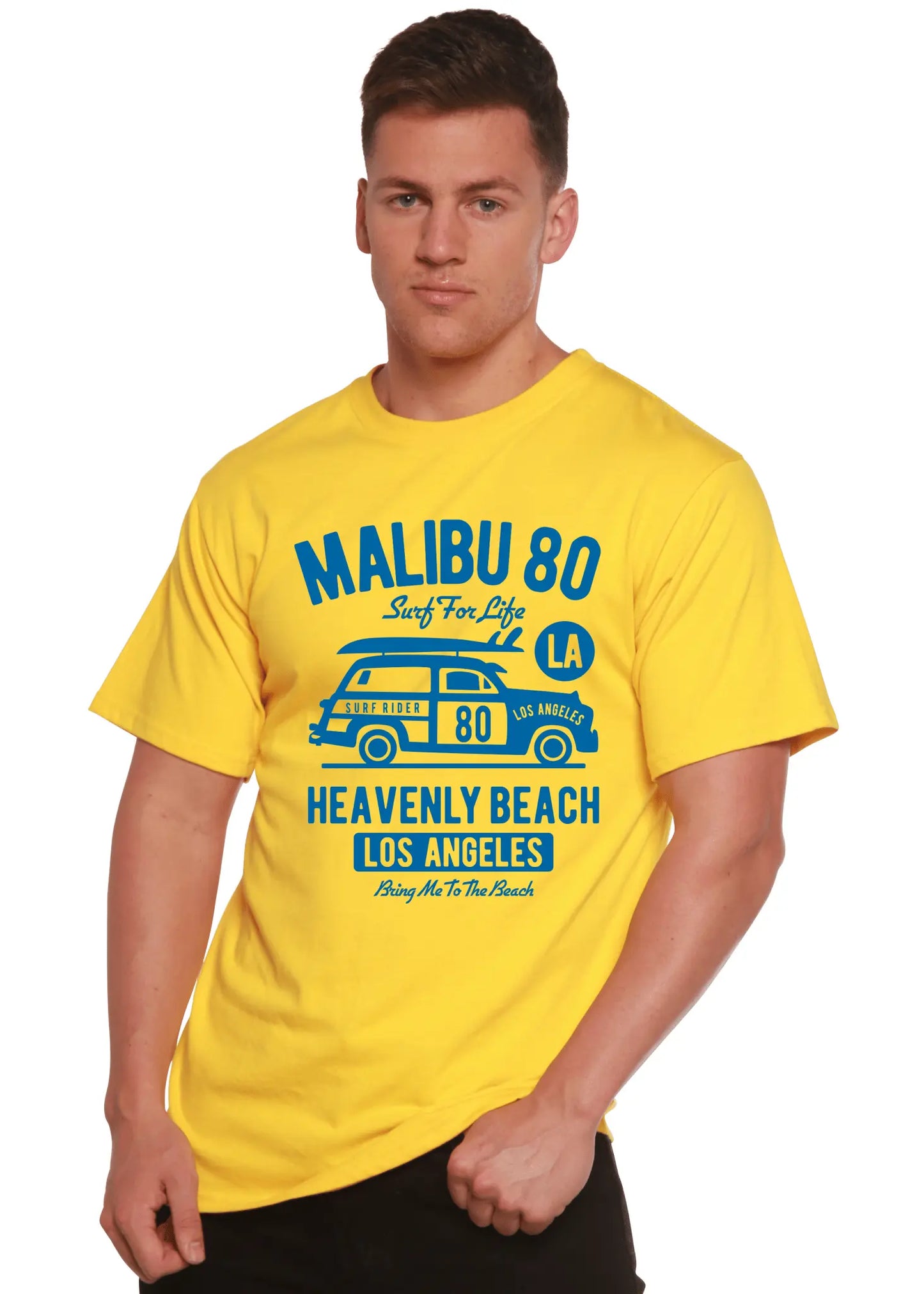 Malibu 80 Men's Bamboo Viscose/Organic Cotton Short Sleeve Graphic T-Shirt - Blade & Thread