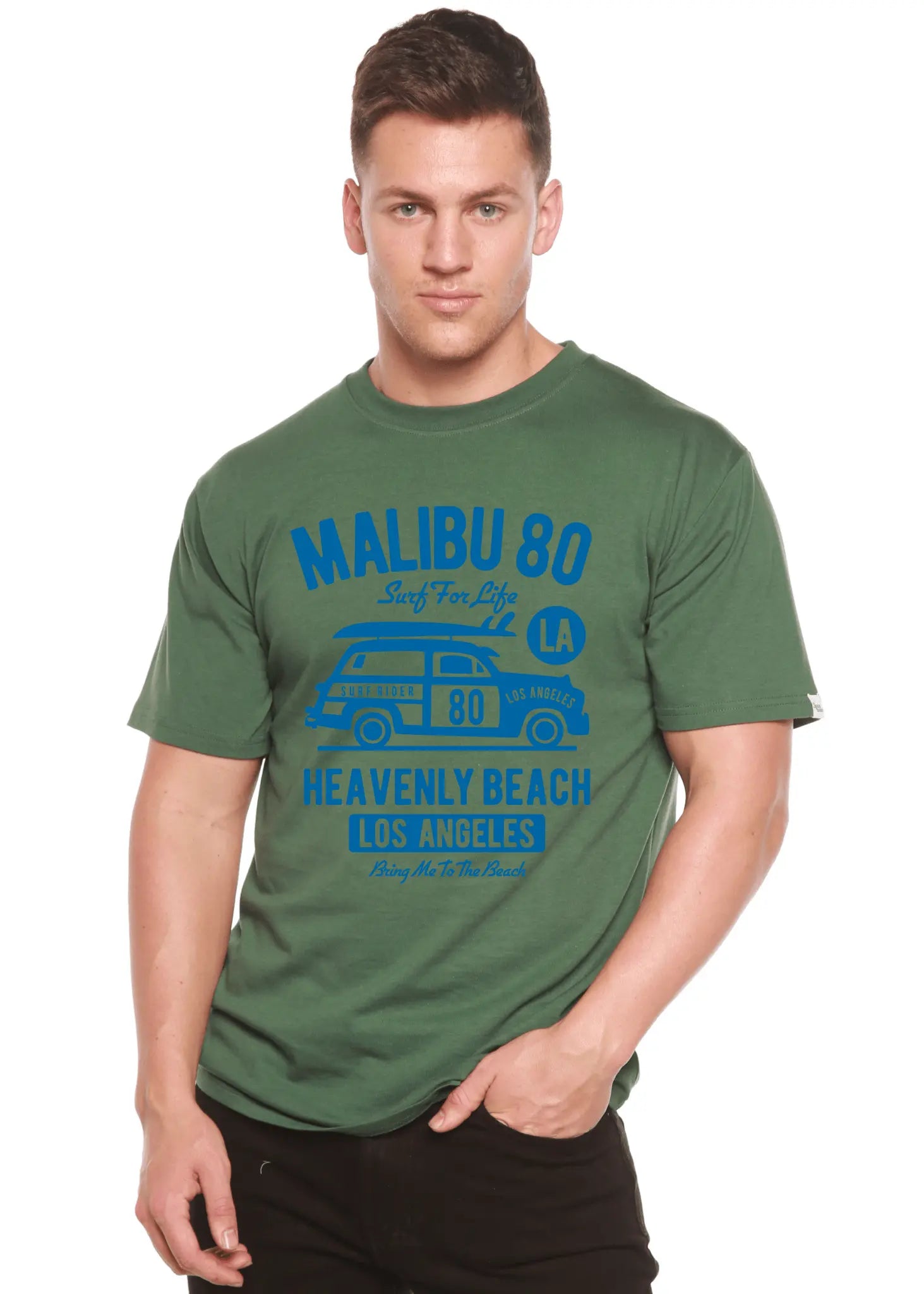 Malibu 80 Men's Bamboo Viscose/Organic Cotton Short Sleeve Graphic T-Shirt - Blade & Thread