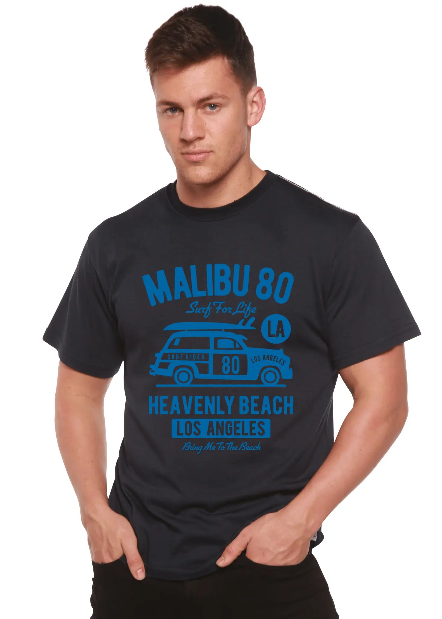 Malibu 80 Men's Bamboo Viscose/Organic Cotton Short Sleeve Graphic T-Shirt - Blade & Thread